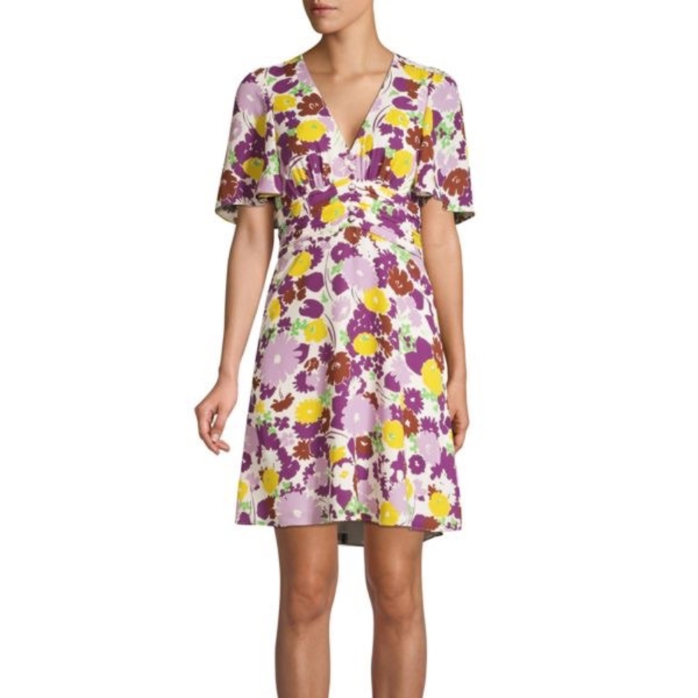 Kate Spade Floral Plissé A-Line Retro Swing Dress